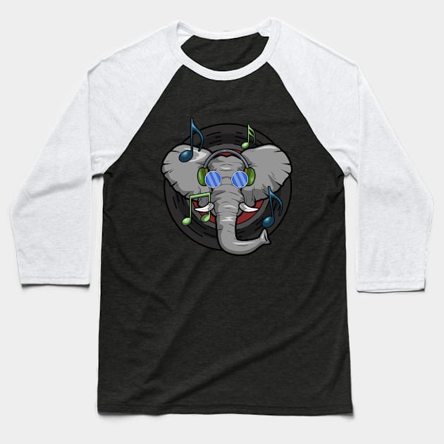 Funny elephant is listen music Baseball T-Shirt by Markus Schnabel